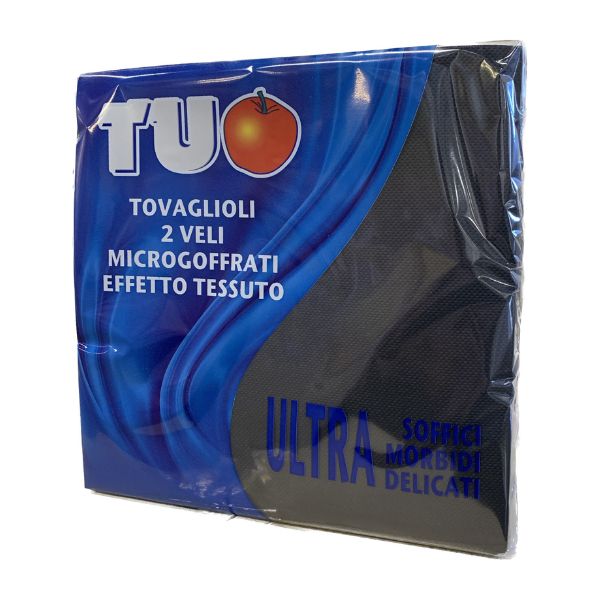 Tovaglioli Microgoffrati 38X38cm Nero 30X1(40pz)